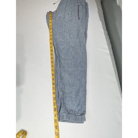 Athleta Cabo Linen Jogger Blue Sz 8 Pull On High Rise Drawstring Coastal Travel - Picture 12 of 14